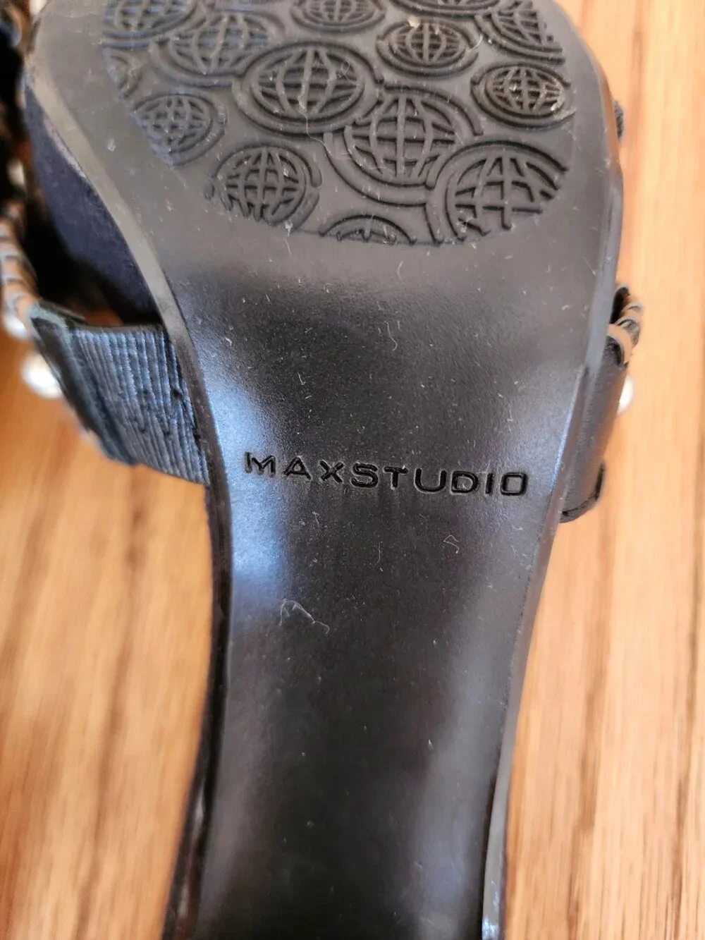 NWOT Max Studio Studded Leather Heeled Mules Sandals - Size 7